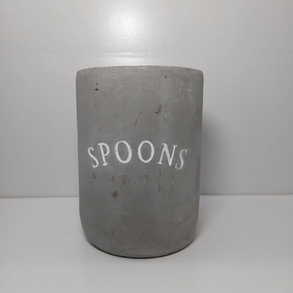 Pier One Imports Cement Concrete Spoons Holder 4 5/8" x 3 1/2"